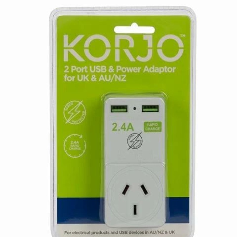 * | Korjo Two Port Usb Adaptor Plug For Australia And The Uk