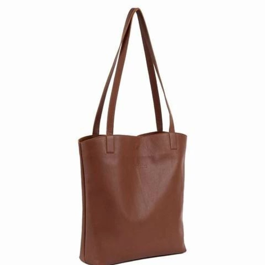 * | Bemboka Bredbo Super Soft Italian Leather Tote Dark Tan