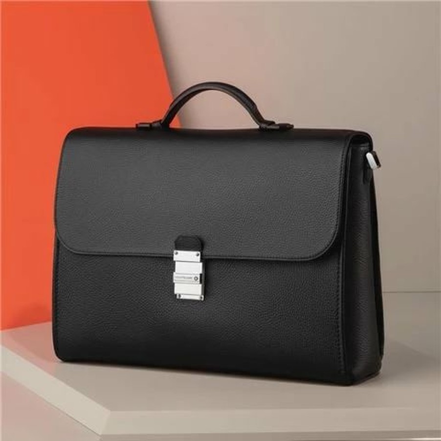 * | Montblanc Meisterstuck Single Gusset Briefcase Black