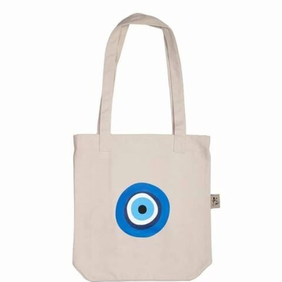 * | Mondano Greek Mati Fabric Tote Bag Natural