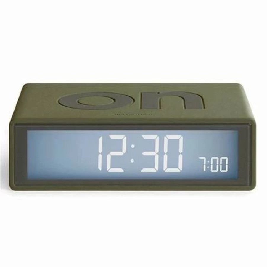 * | Lexon Flip Travel Reversible Lcd Alarm Clock Khaki