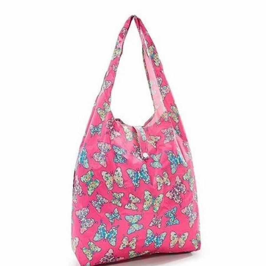 * | Eco-Chic Foldaway Shopper Butterflies Fuchsia