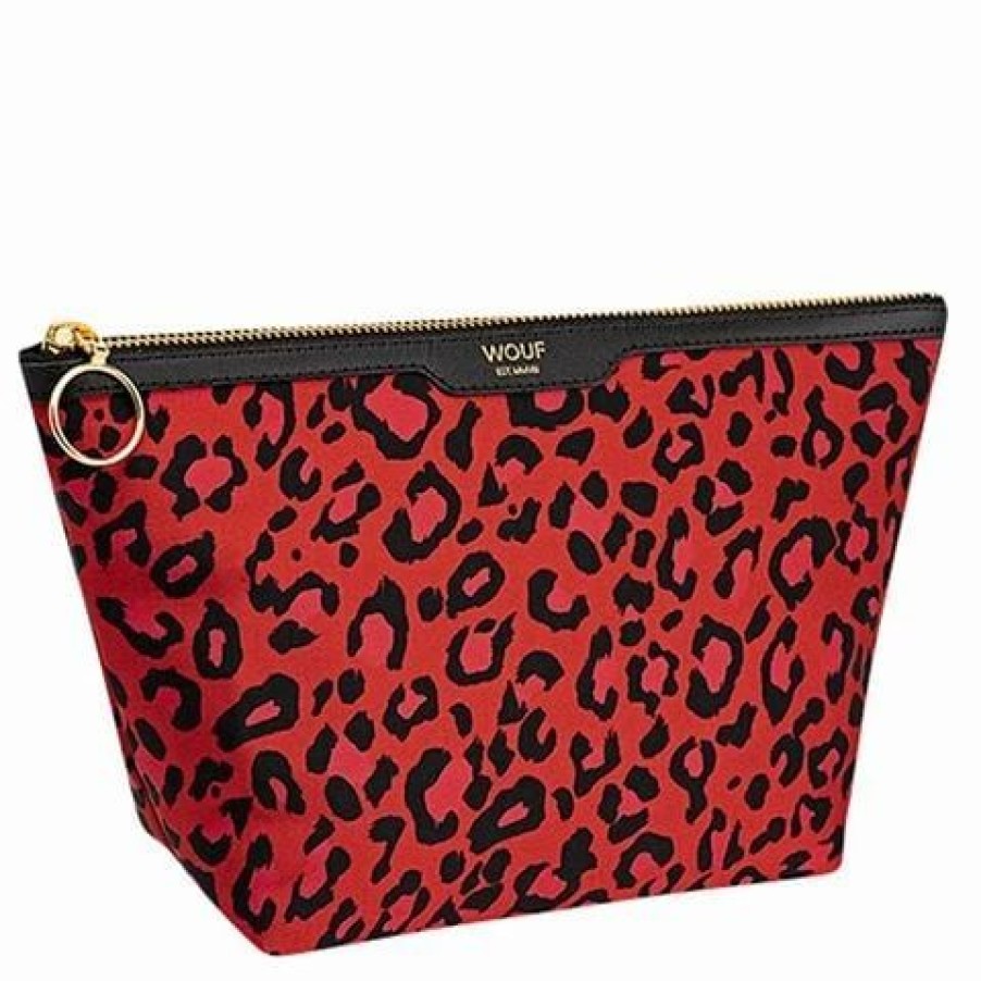 * | Wouf Satin Makeup Bag Red Leopard