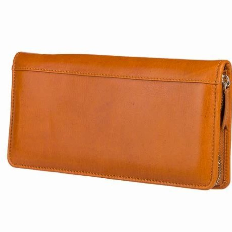 * | Redd Leather Natural Milled Travel Wallet Cognac Tan