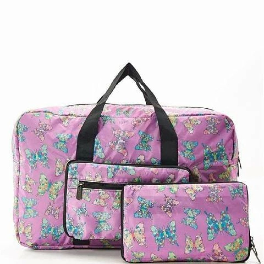 * | Eco-Chic Lightweight Foldable Bag Butterfly Holdall Lilac