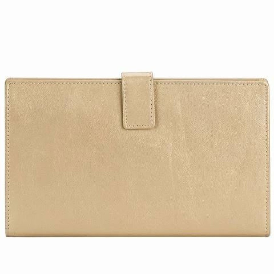 * | Redd Leather Leather Travel Wallet With Tab Closure Gold