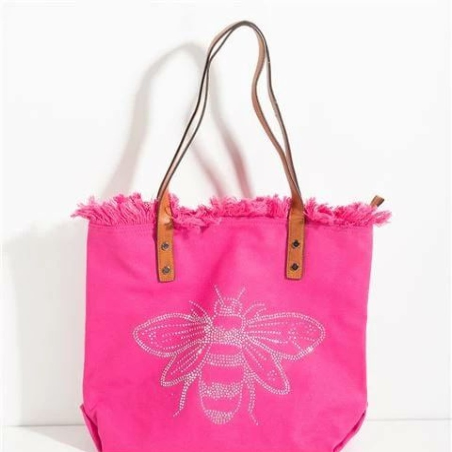 * | Sassy Duck Bee-Cause Washed Canvas Tote Fuchsia