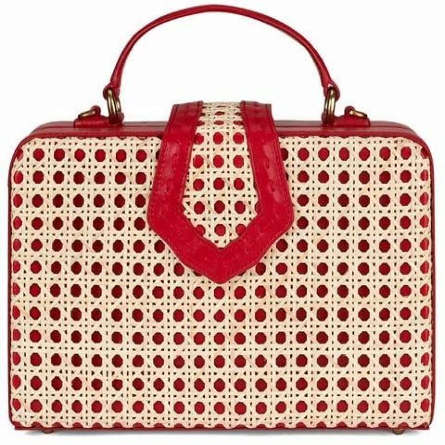 * | Mehry Mu Fey Box Leather & Rattan Bag Red