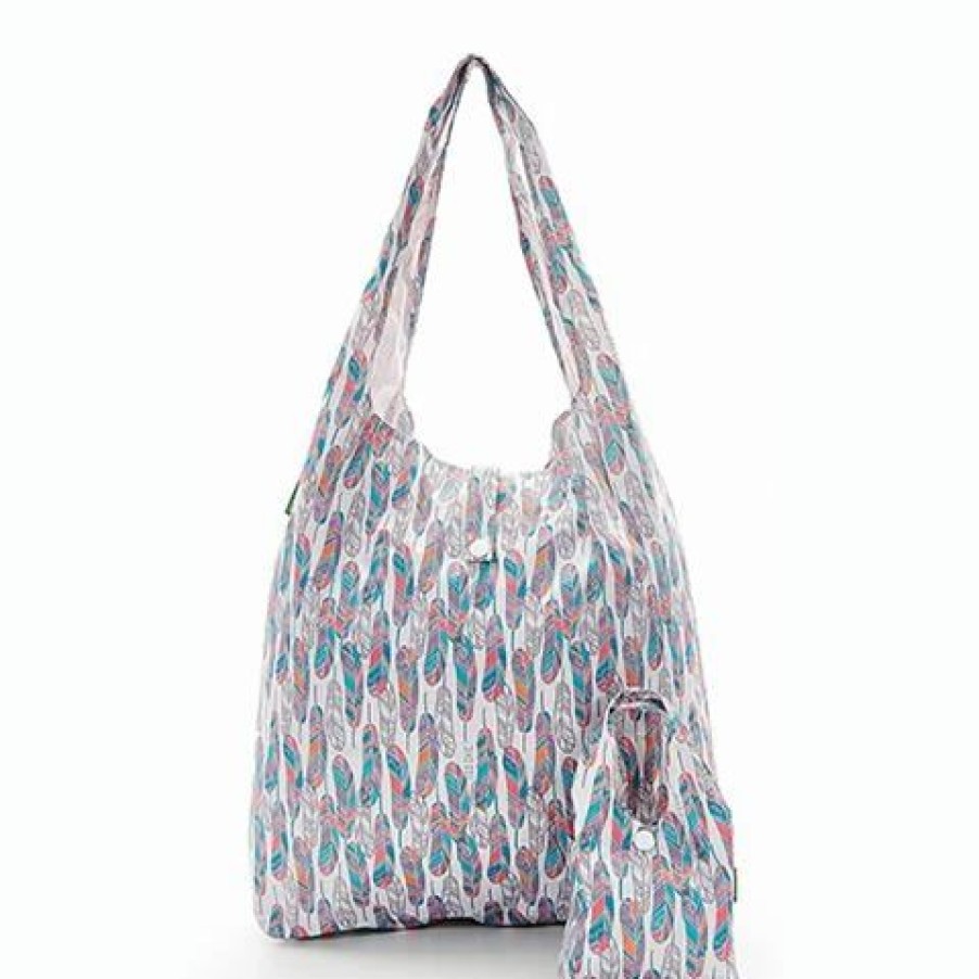 * | Eco-Chic Foldaway Shopper Feathers White