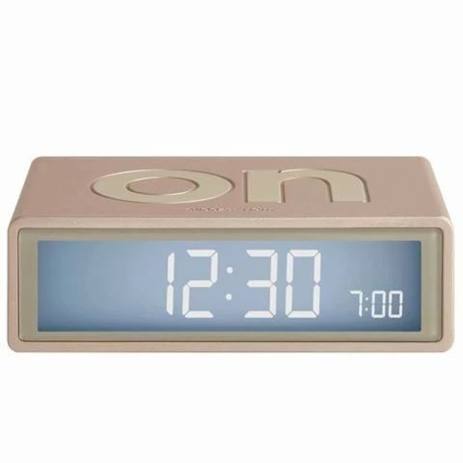 * | Lexon Flip+ Travel Reversible Lcd Alarm Clock Soft Gold