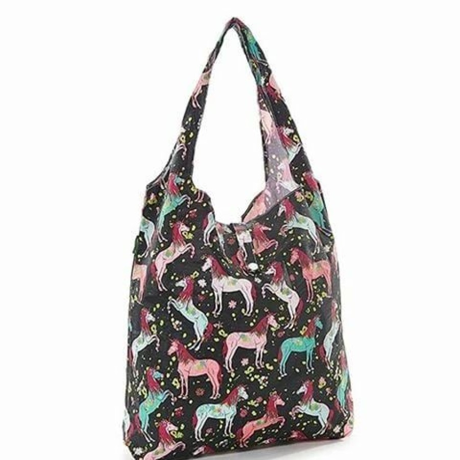 * | Eco-Chic Foldaway Shopper Unicorn Black