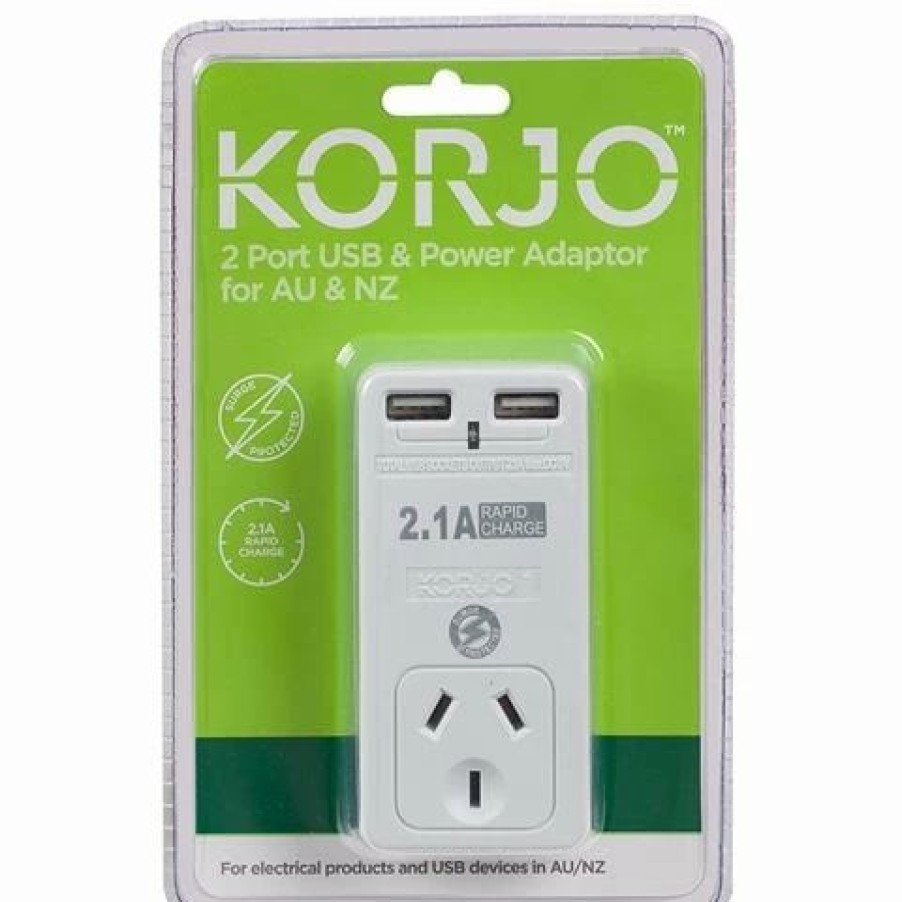 * | Korjo Two Port Usb Adaptor Plug For Australia & Nz