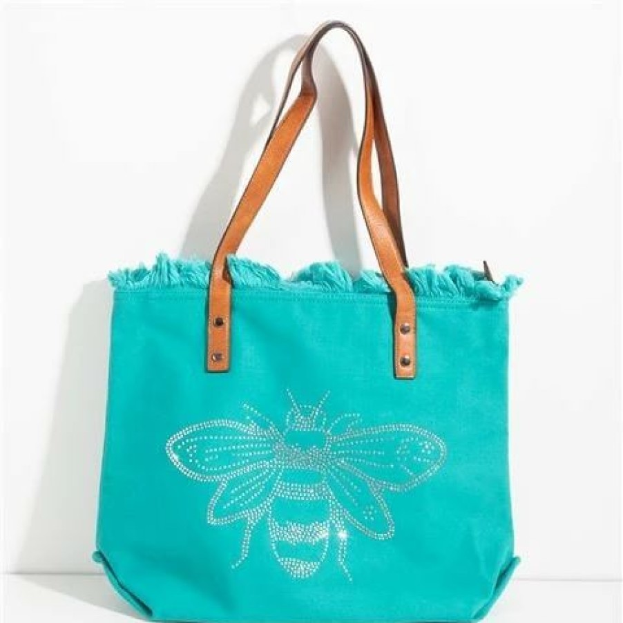 * | Sassy Duck Bee-Cause Washed Canvas Tote Turquoise