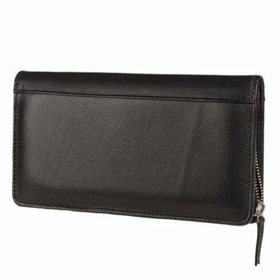 * | Redd Leather Natural Milled Travel Wallet Black